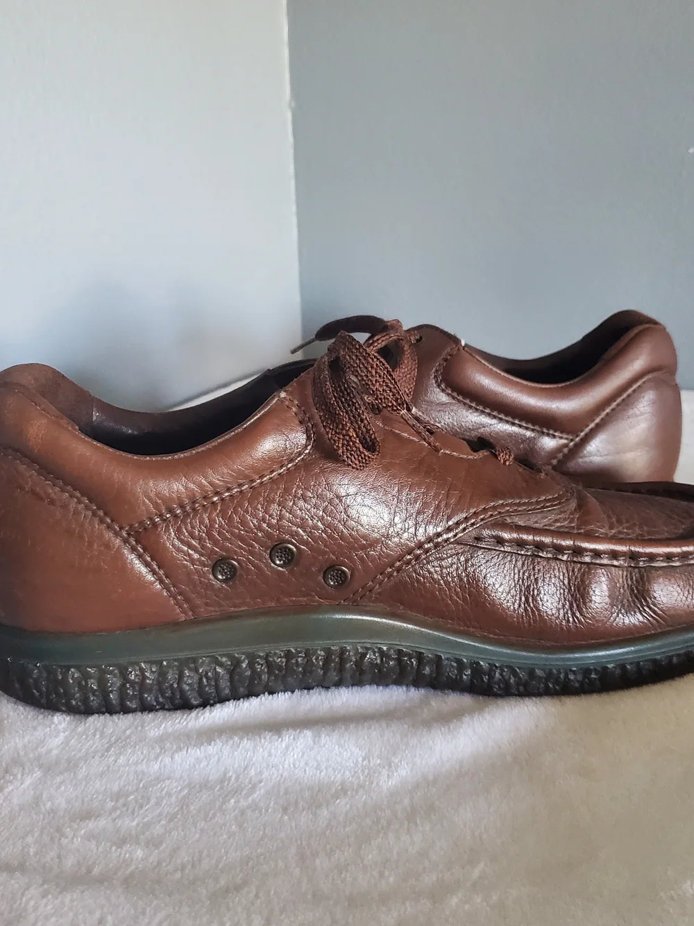 SAS Men's Brown Leather Pathfinder Moc Toe Lace Up Casual Shoes Size 10 N USA